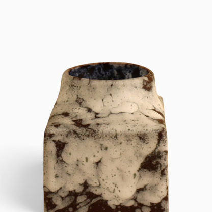 Vintage, MCM German rectangular ceramic pottery vase with FatLava glaze