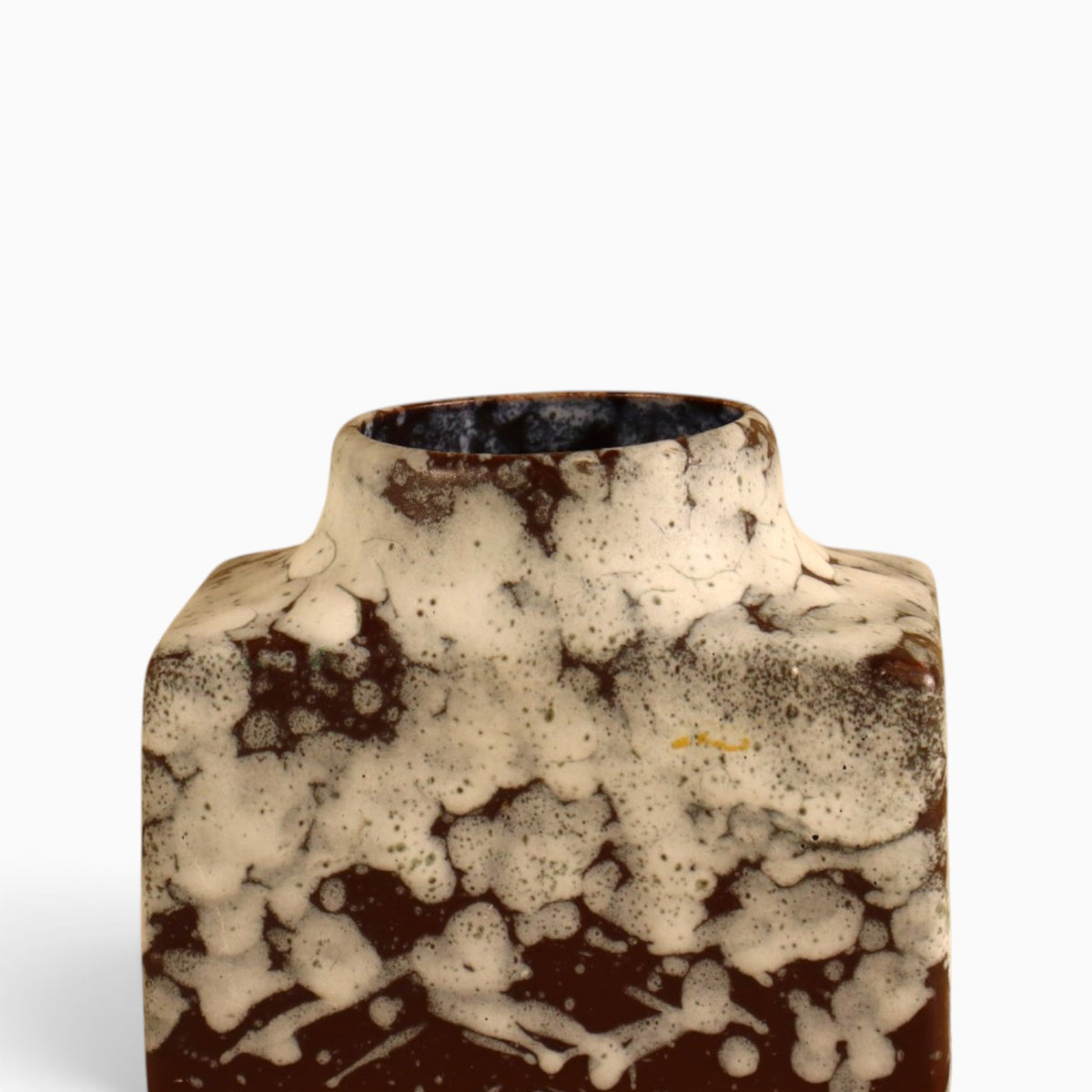 Vintage, MCM German rectangular ceramic pottery vase with FatLava glaze