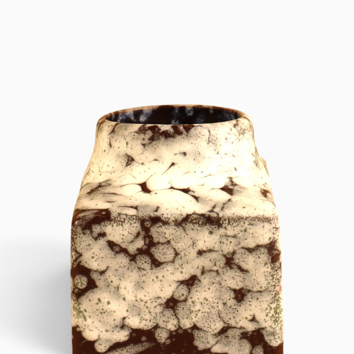 Vintage, MCM German rectangular ceramic pottery vase with FatLava glaze