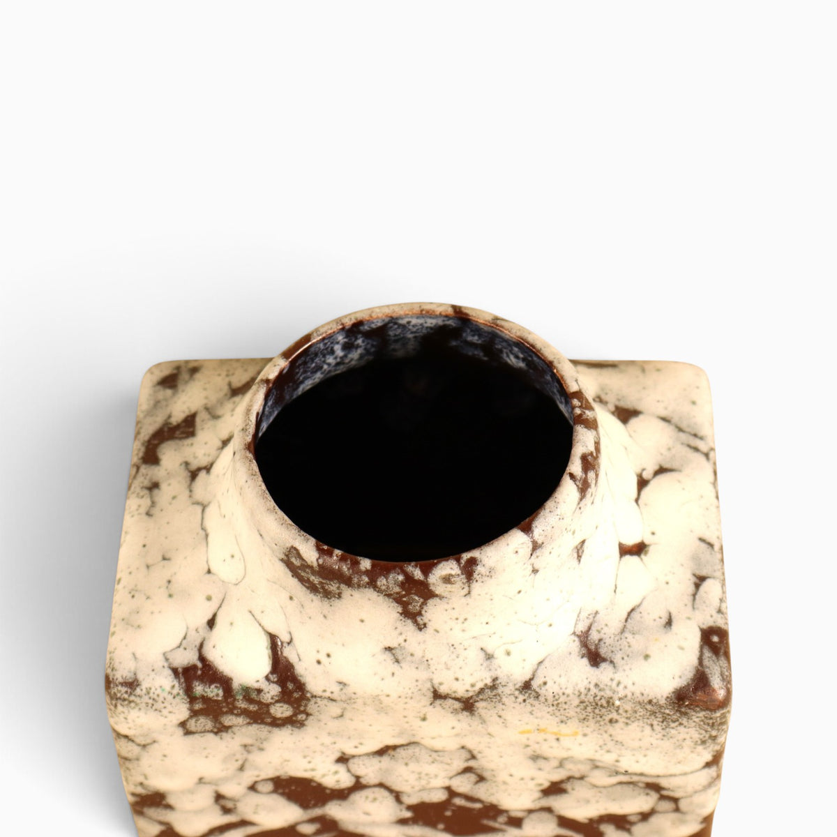 Vintage, MCM German rectangular ceramic pottery vase with FatLava glaze