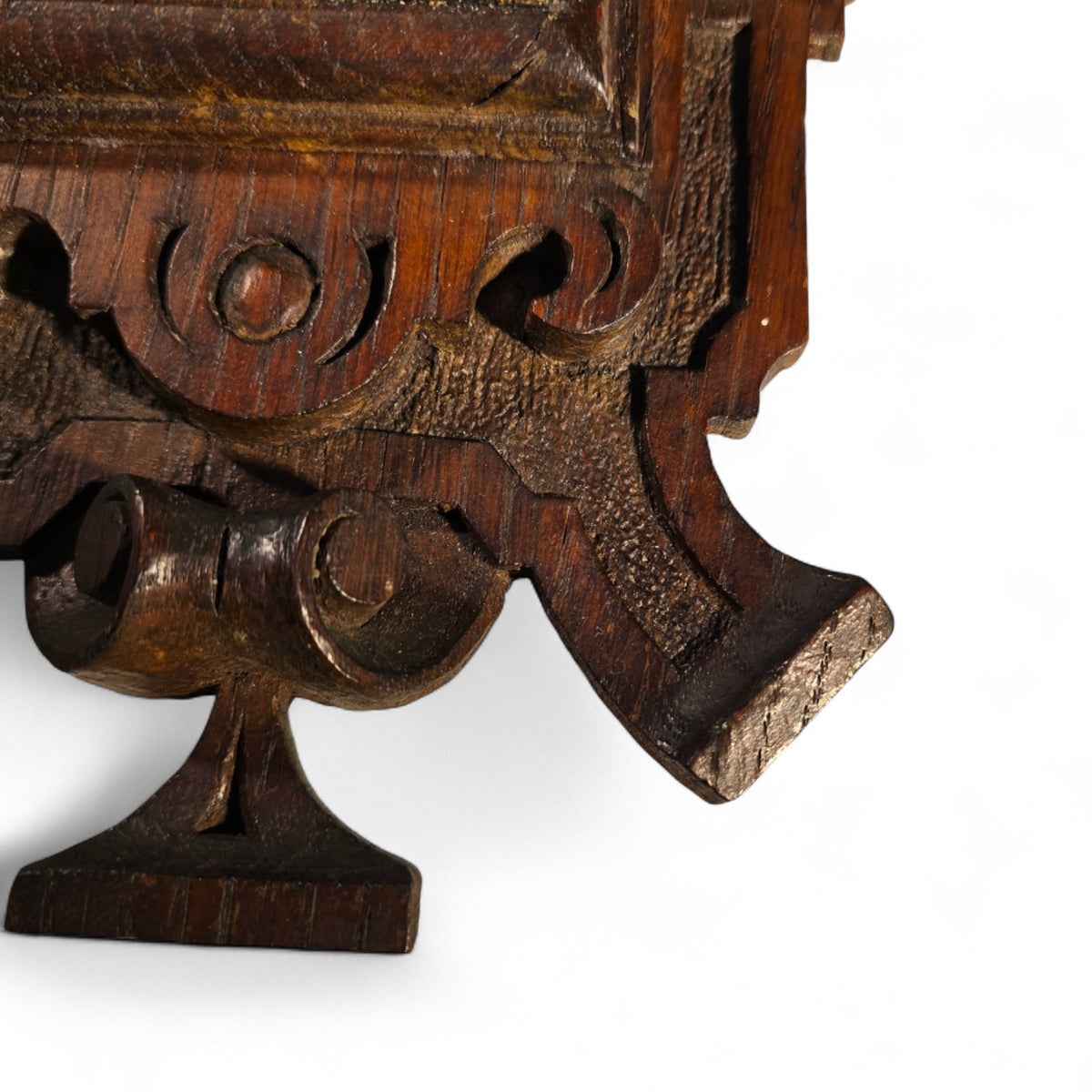 1880's Ornate Oak Wall Hanging, Hand-Painted Dutch Windmill on a Wooden tile,