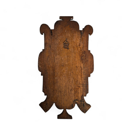 1880's Ornate Oak Wall Hanging, Hand-Painted Dutch Windmill on a Wooden tile,