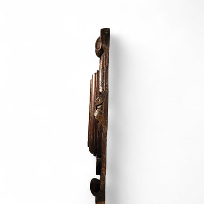 1880's Ornate Oak Wall Hanging, Hand-Painted Dutch Windmill on a Wooden tile,