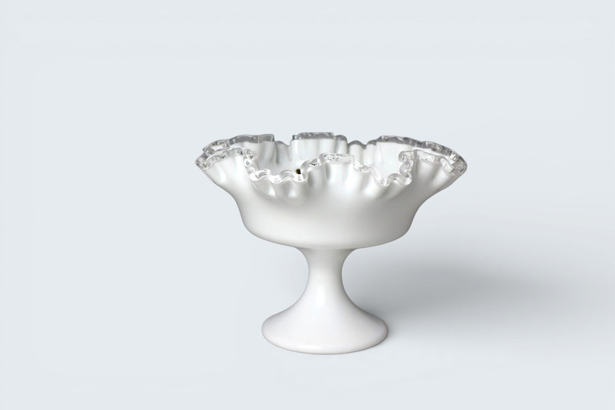 Vintage Fenton Silver Crest milk glass pedestal bowl
