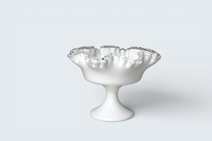 Vintage Fenton Silver Crest milk glass pedestal bowl