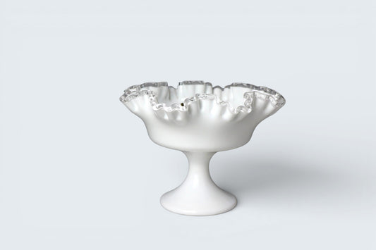 Vintage Fenton Silver Crest milk glass pedestal bowl