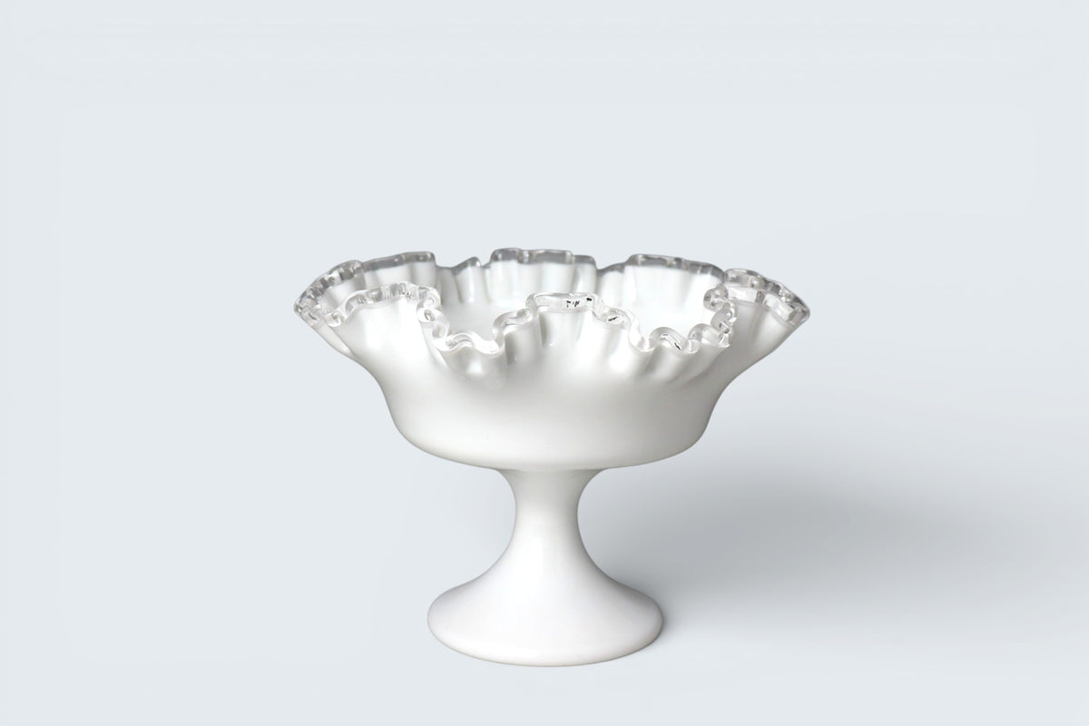 Vintage Fenton Silver Crest milk glass pedestal bowl