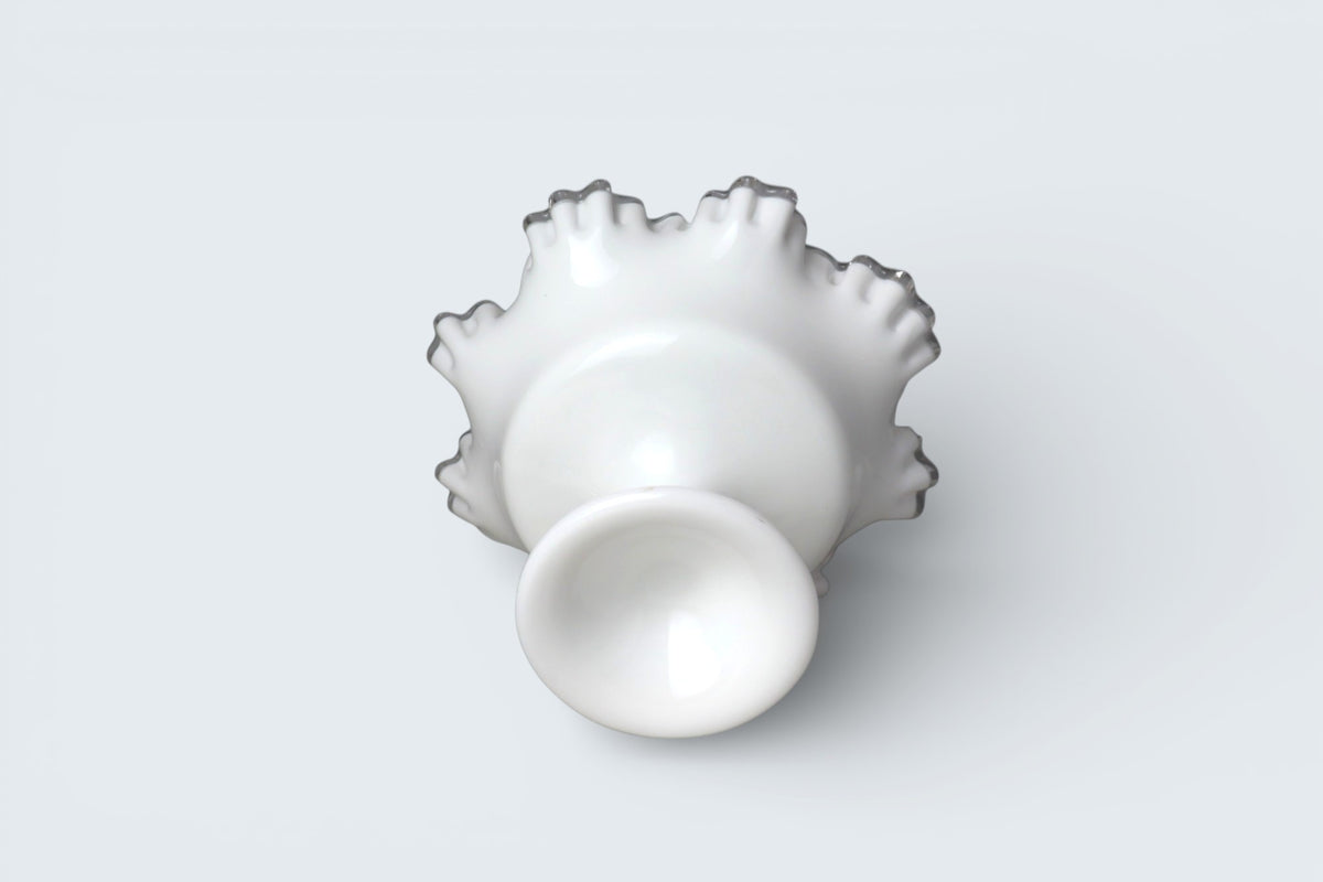 Vintage Fenton Silver Crest milk glass pedestal bowl
