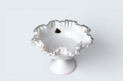 Vintage Fenton Silver Crest milk glass pedestal bowl