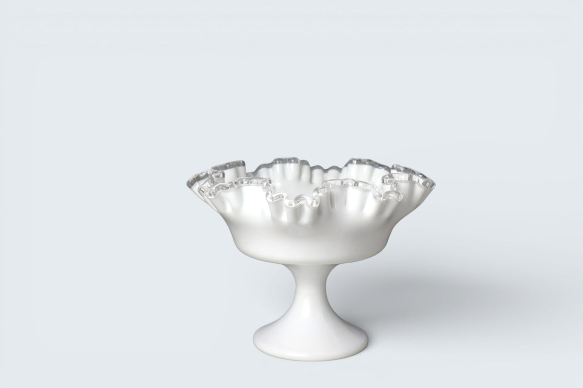 Vintage Fenton Silver Crest milk glass pedestal bowl