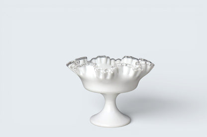 Vintage Fenton Silver Crest milk glass pedestal bowl