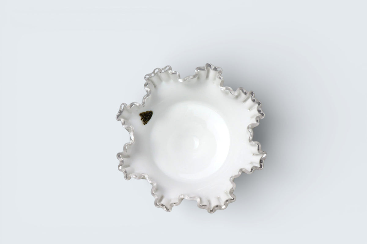 Vintage Fenton Silver Crest milk glass pedestal bowl