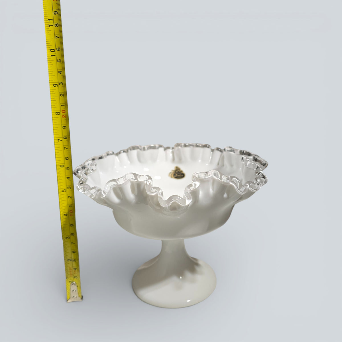 Vintage Fenton Silver Crest milk glass pedestal bowl