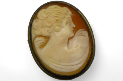 Antique Cameo brooch or Pendant Framed in Brass.