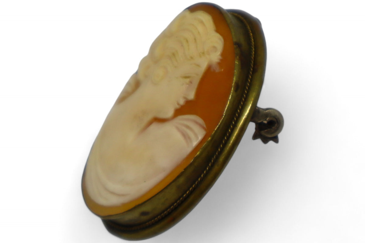 Antique Cameo brooch or Pendant Framed in Brass.