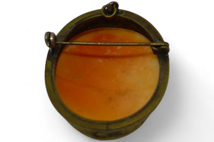 Antique Cameo brooch or Pendant Framed in Brass.