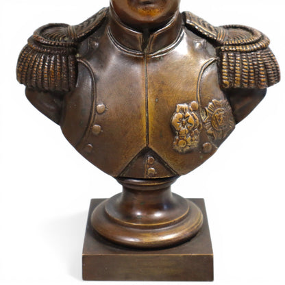 Napoleon Bonaparte Antique Bronze Bust with signature and hallmark markings.