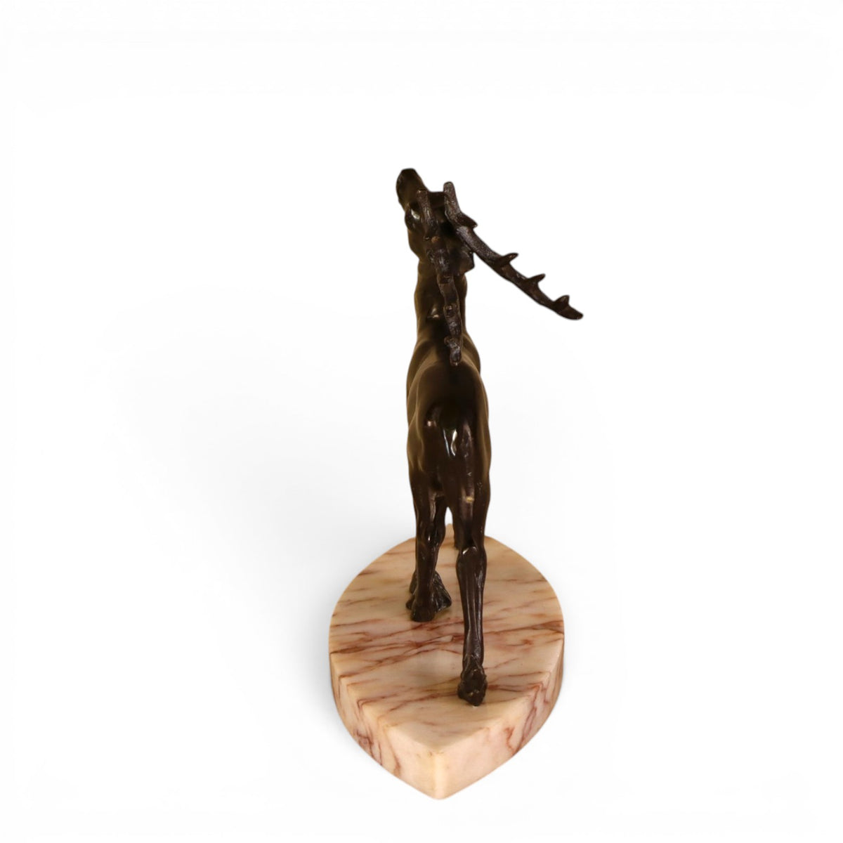 French Art Deco stag statue on marble base