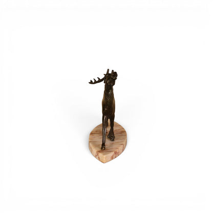 French Art Deco stag statue on marble base