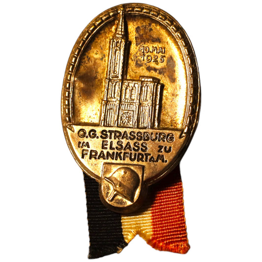 Steel Helmet O.R.G German Cap Badge with Belgian ribbon