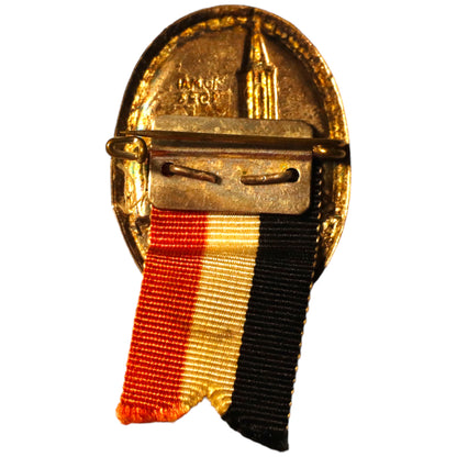 Steel Helmet O.R.G German Cap Badge with Belgian ribbon